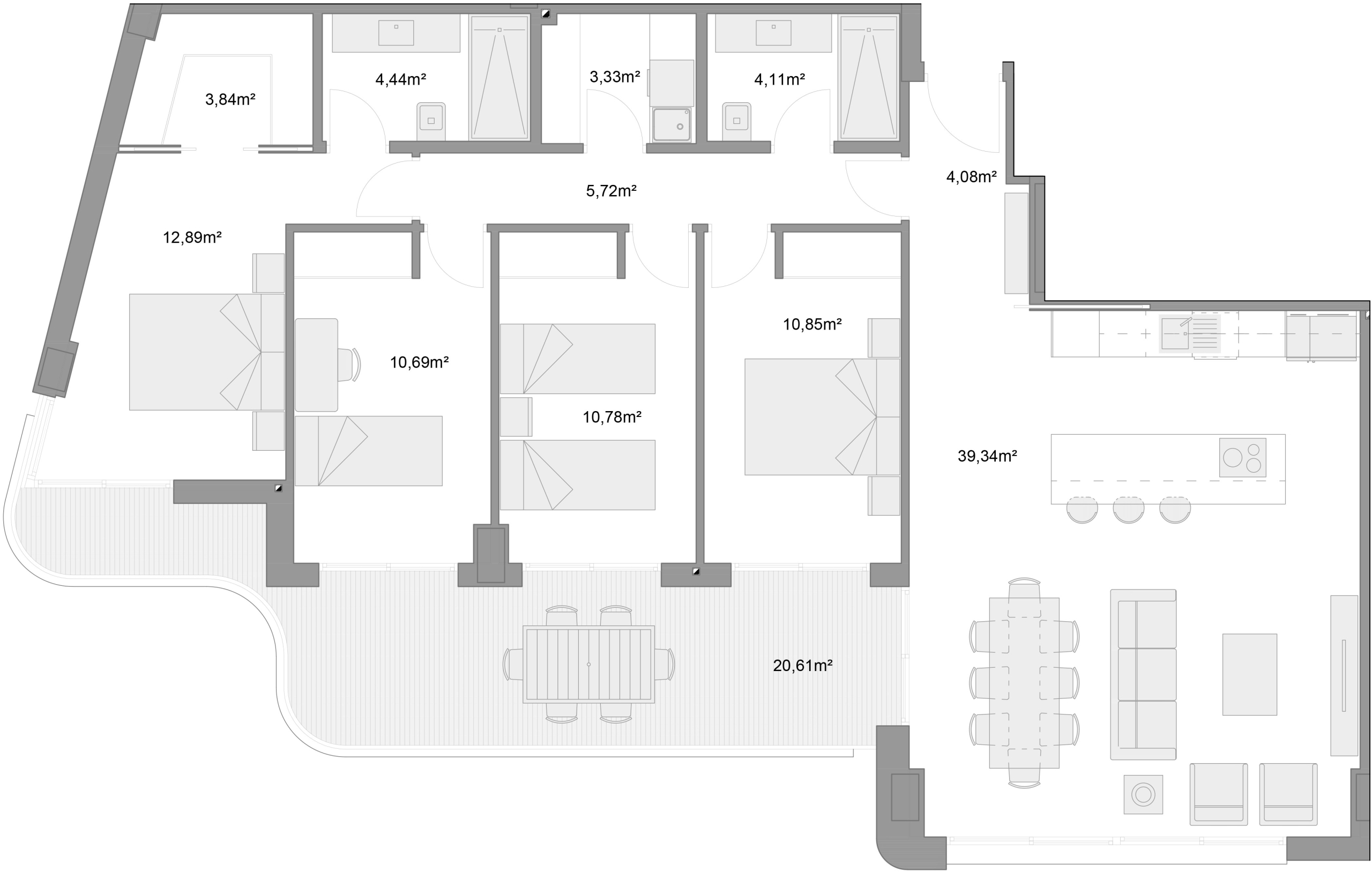 Murcia Norte – Residencial Porta Castellar, 4 dormitorios, Piso tipo B