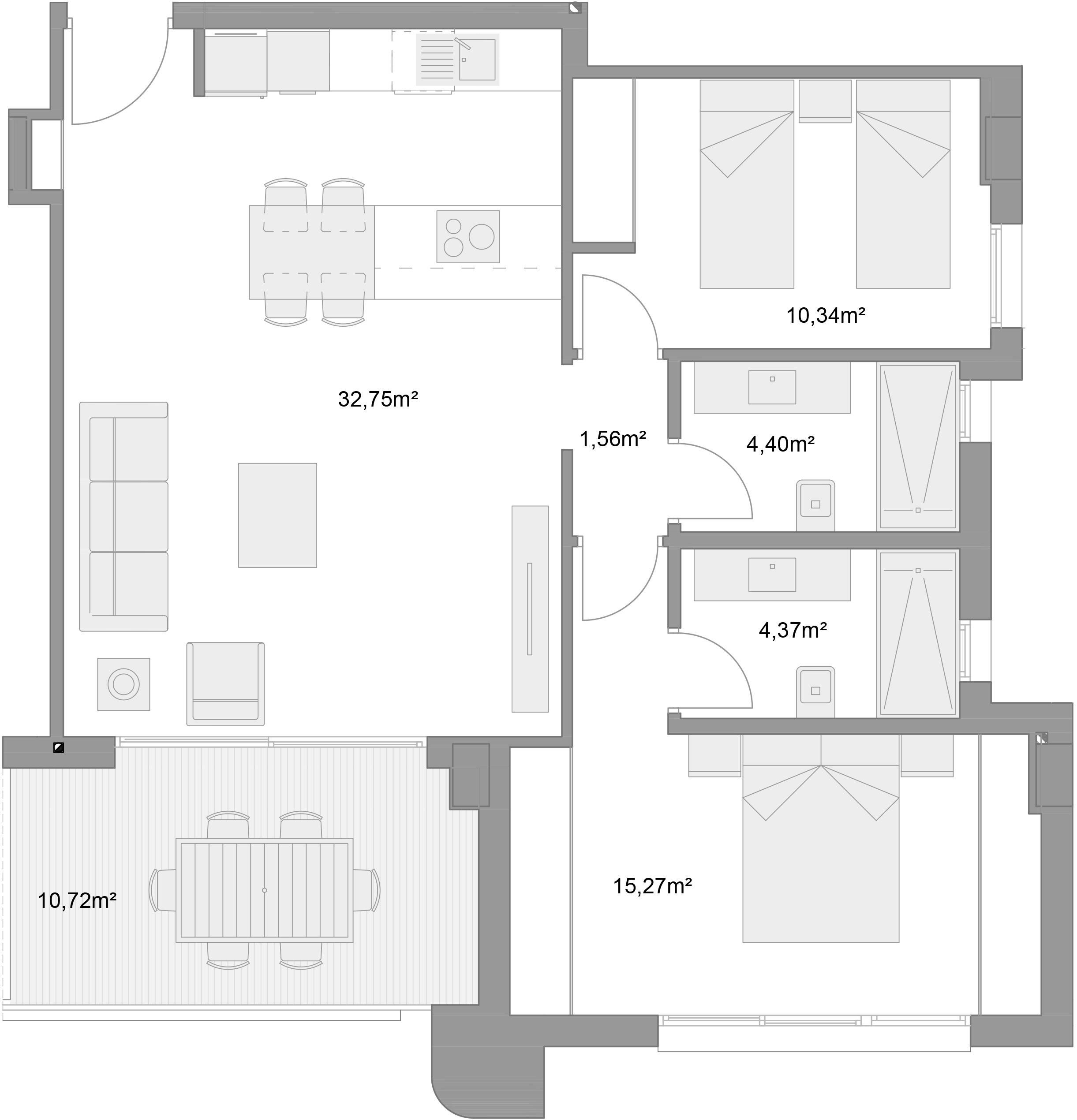Murcia Norte – Residencial Porta Castellar, 2 dormitorios, Piso tipo F