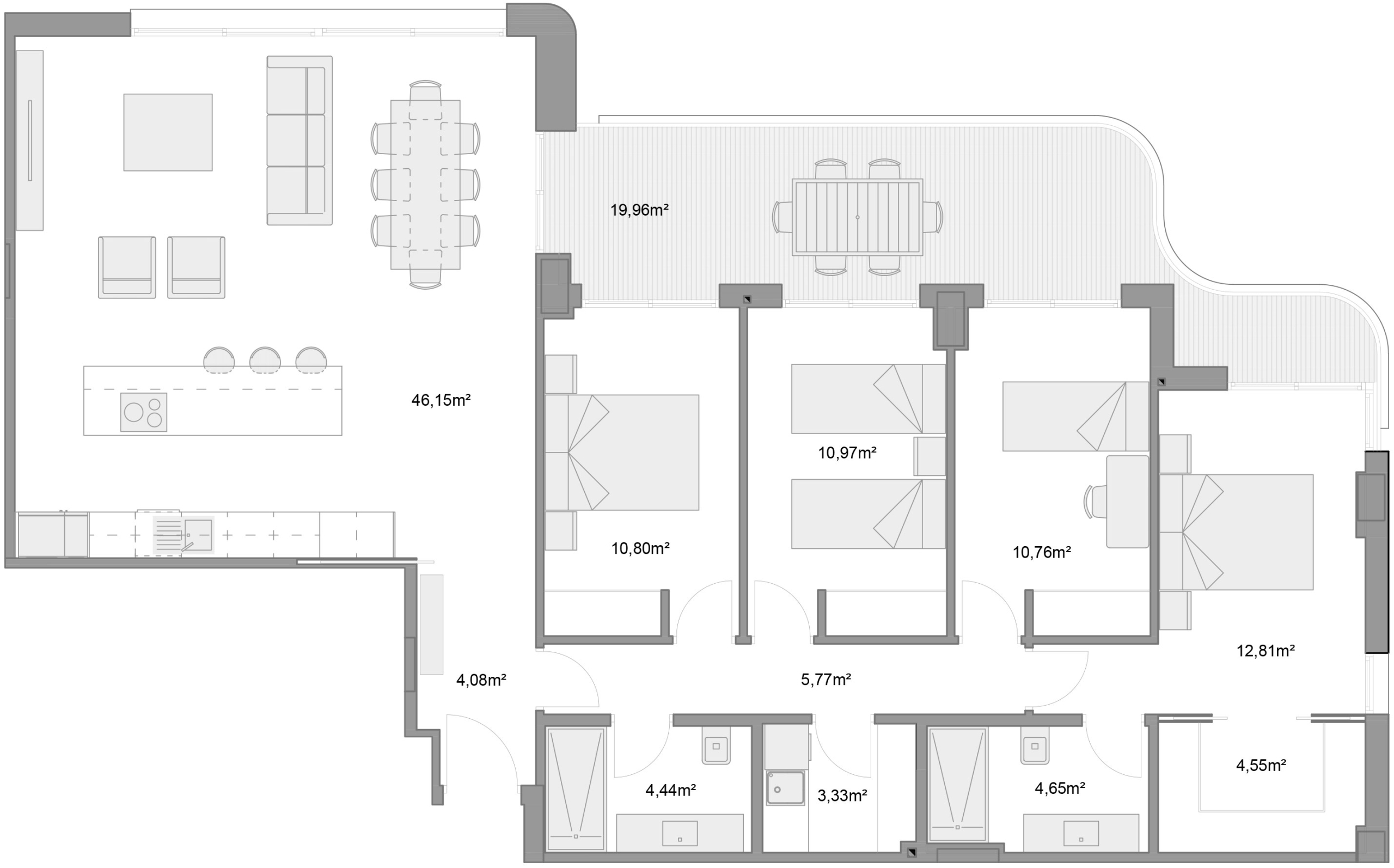 Murcia Norte – Residencial Porta Castellar, 4 dormitorios, Piso tipo K