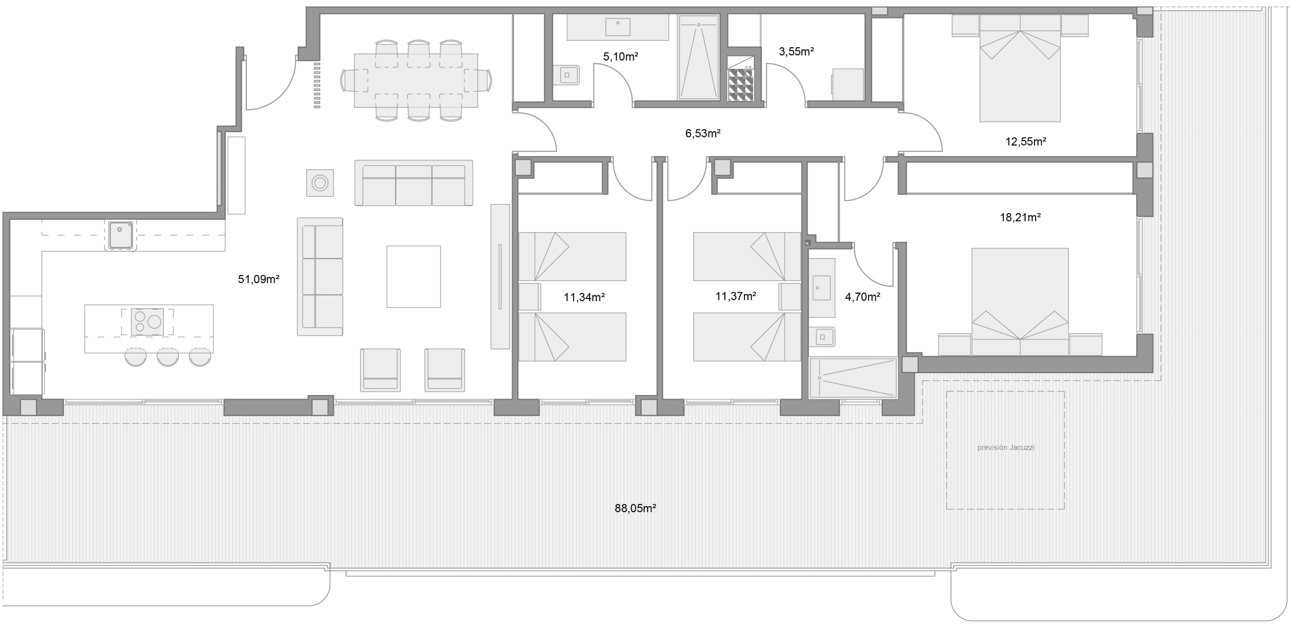 Murcia Norte – Residencial Porta Castellar, 4 dormitorios, Ático tipo O