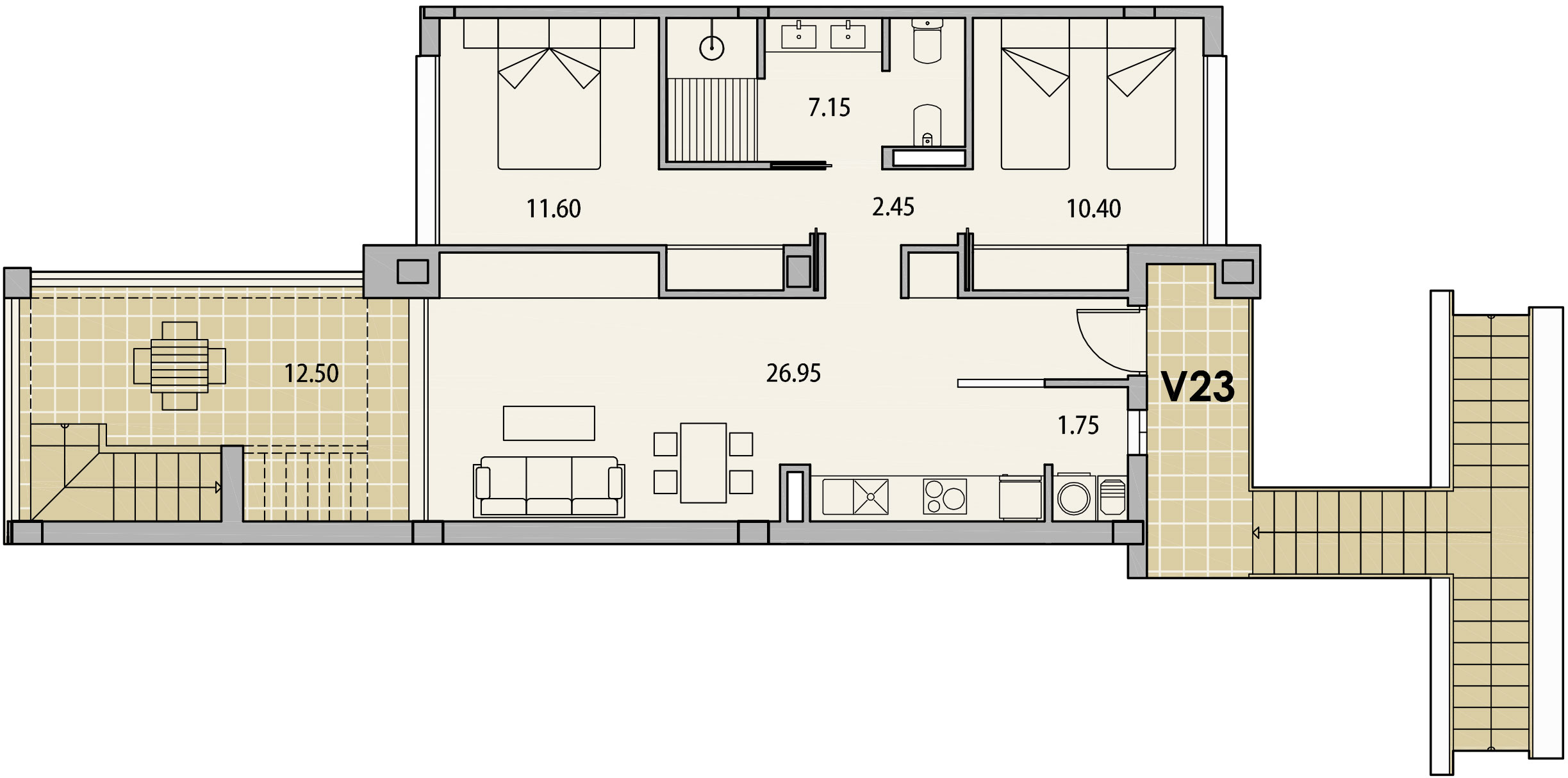 Mar Menor – La Perla Beach Resort, 2 dormitorios, Ático