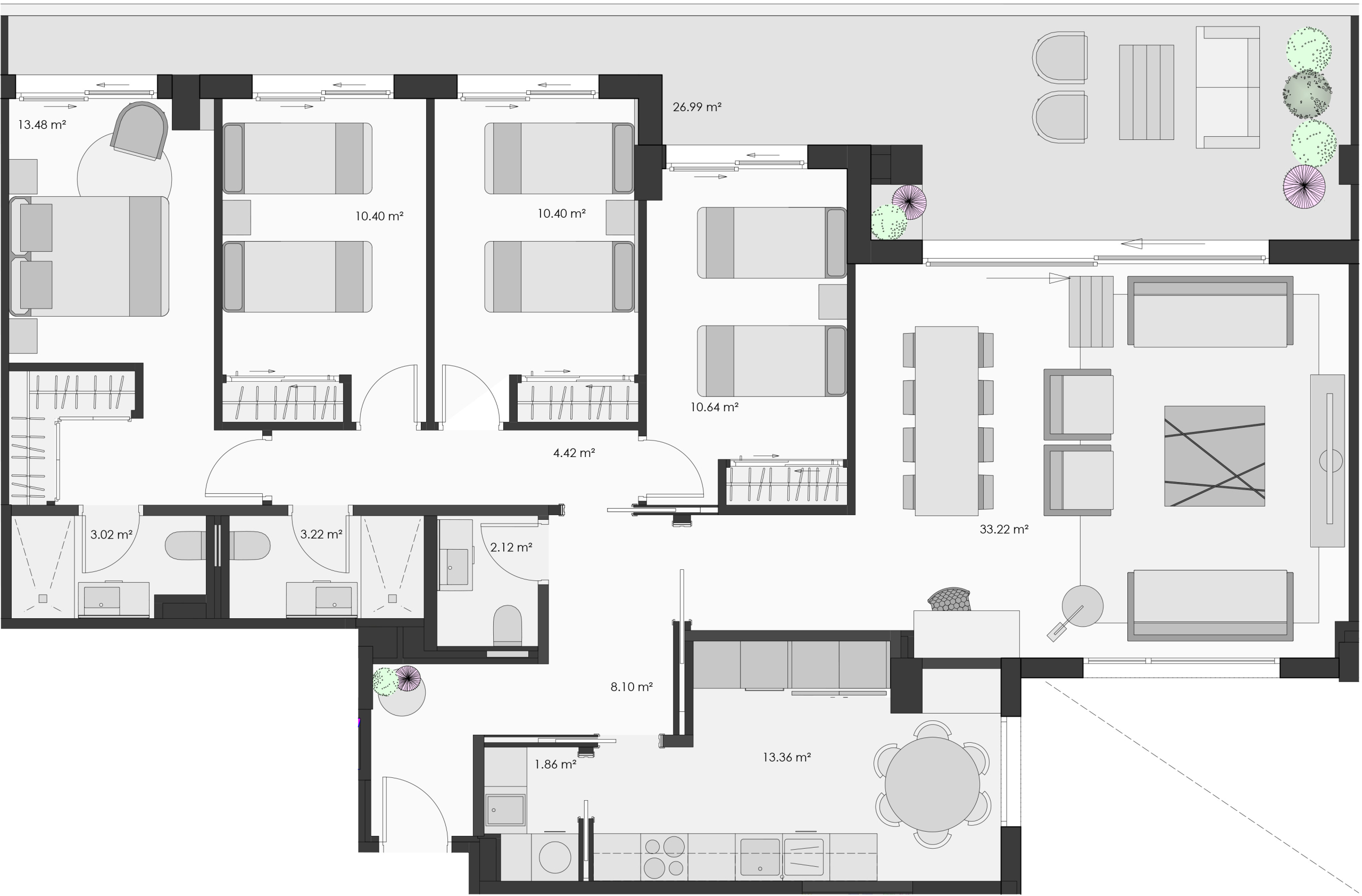 Murcia Norte – Residencial Entrejardines, 4 dormitorios, piso tipo B