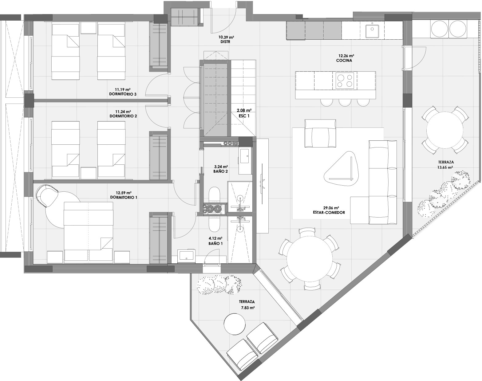 Murcia Montevida – Edificio Natura Vallis 2, 3 dormitorios, Ático tipo F