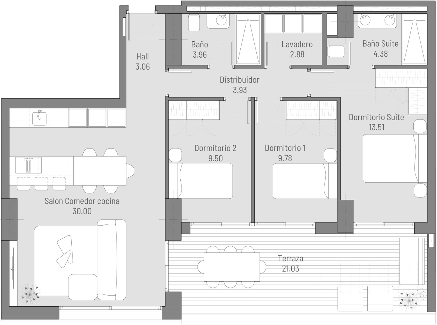 VIESC12F Murcia Norte – Residencial ARCA, 3 dormitorios, Piso tipo F
